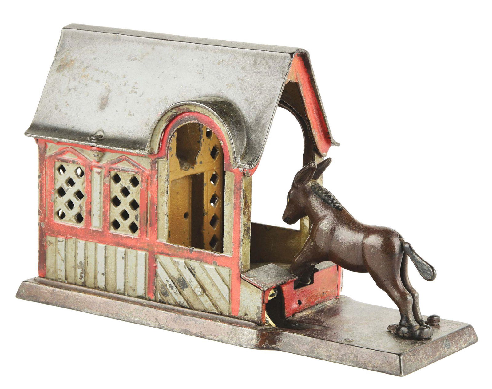 MULE ENTERING BARN MECHANICAL BANK. (1 of 8)