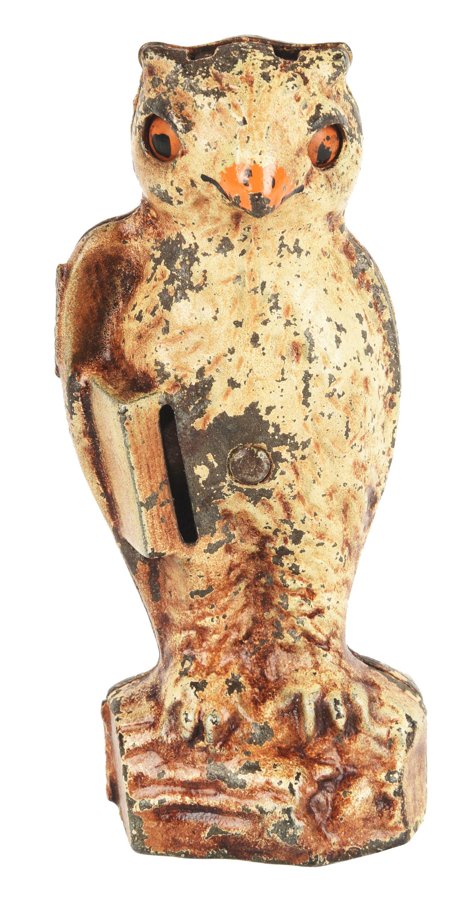 CAST IRON OWL MECHANICAL BANK. (1 of 6)