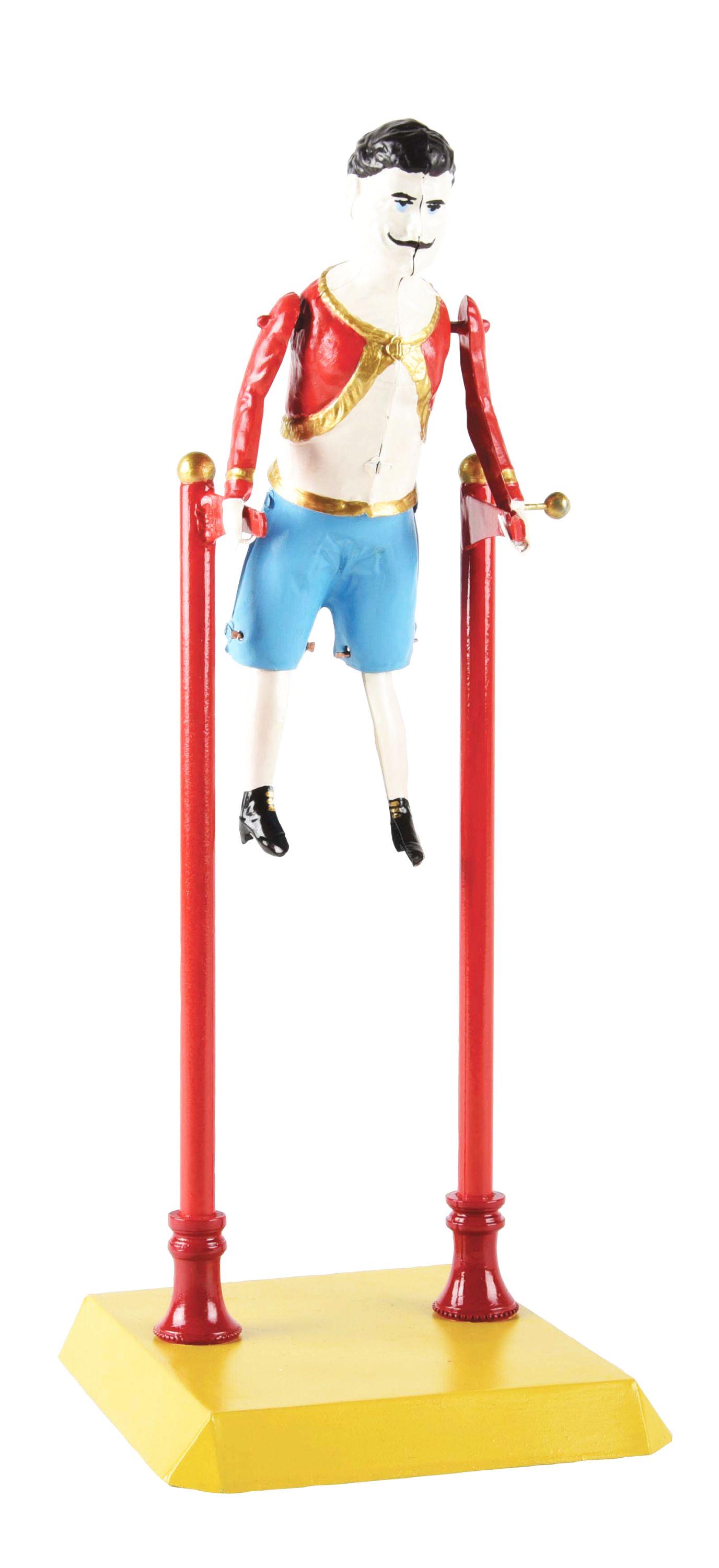 GERMAN TIN HAND-PAINTED WIND-UP GYMNAST TOY. (1 of 3)