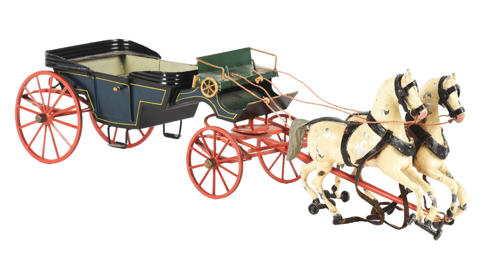 VERY EARLY GERMAN HAND-P[AINTED HORSE-DRAWN CARRIAGE. (1 of 3)