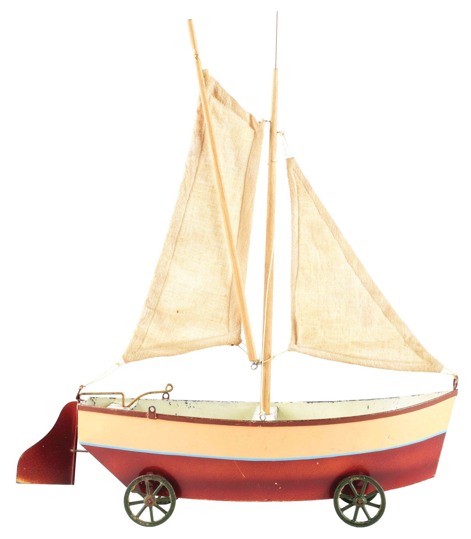 EARLY HAND PAINTED EUROPEAN SAND BARGE TOY BOAT. (1 of 3)