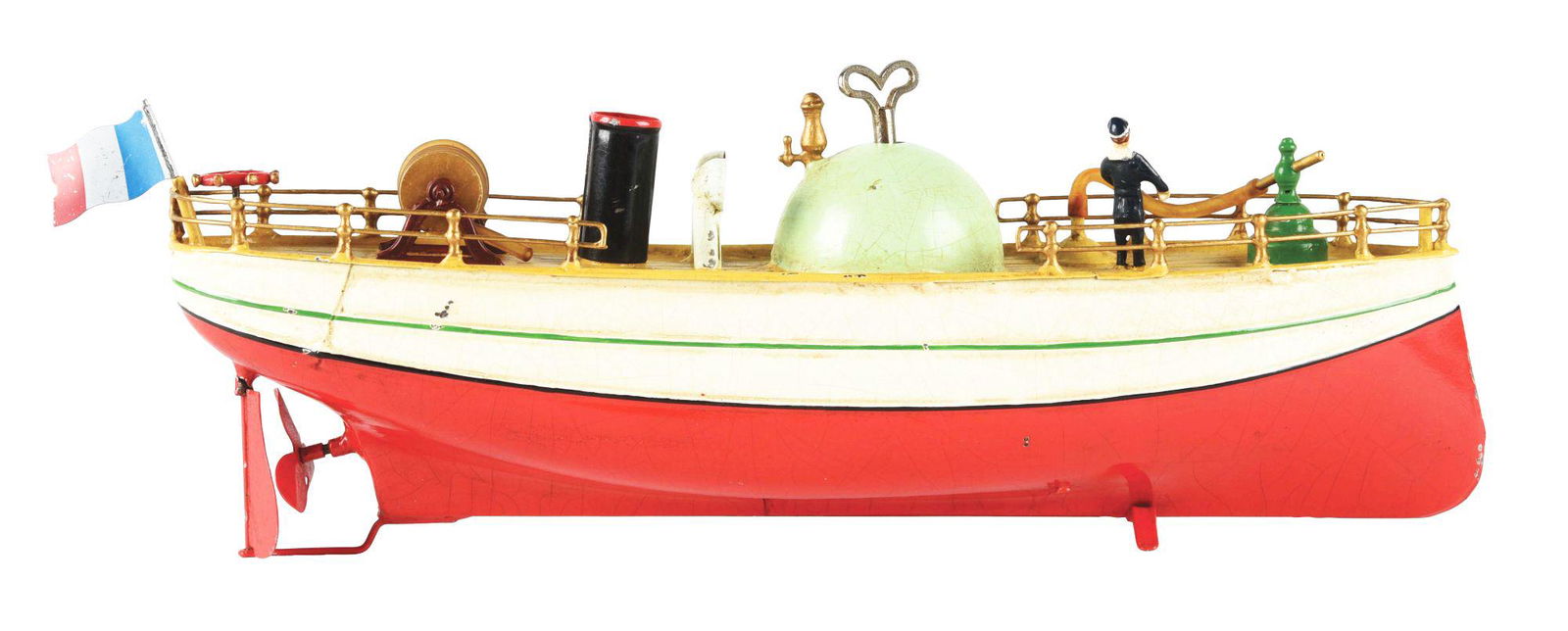 SCARCE GERMAN CARETTE CLOCKWORK FIREBOAT TOY. (1 of 5)