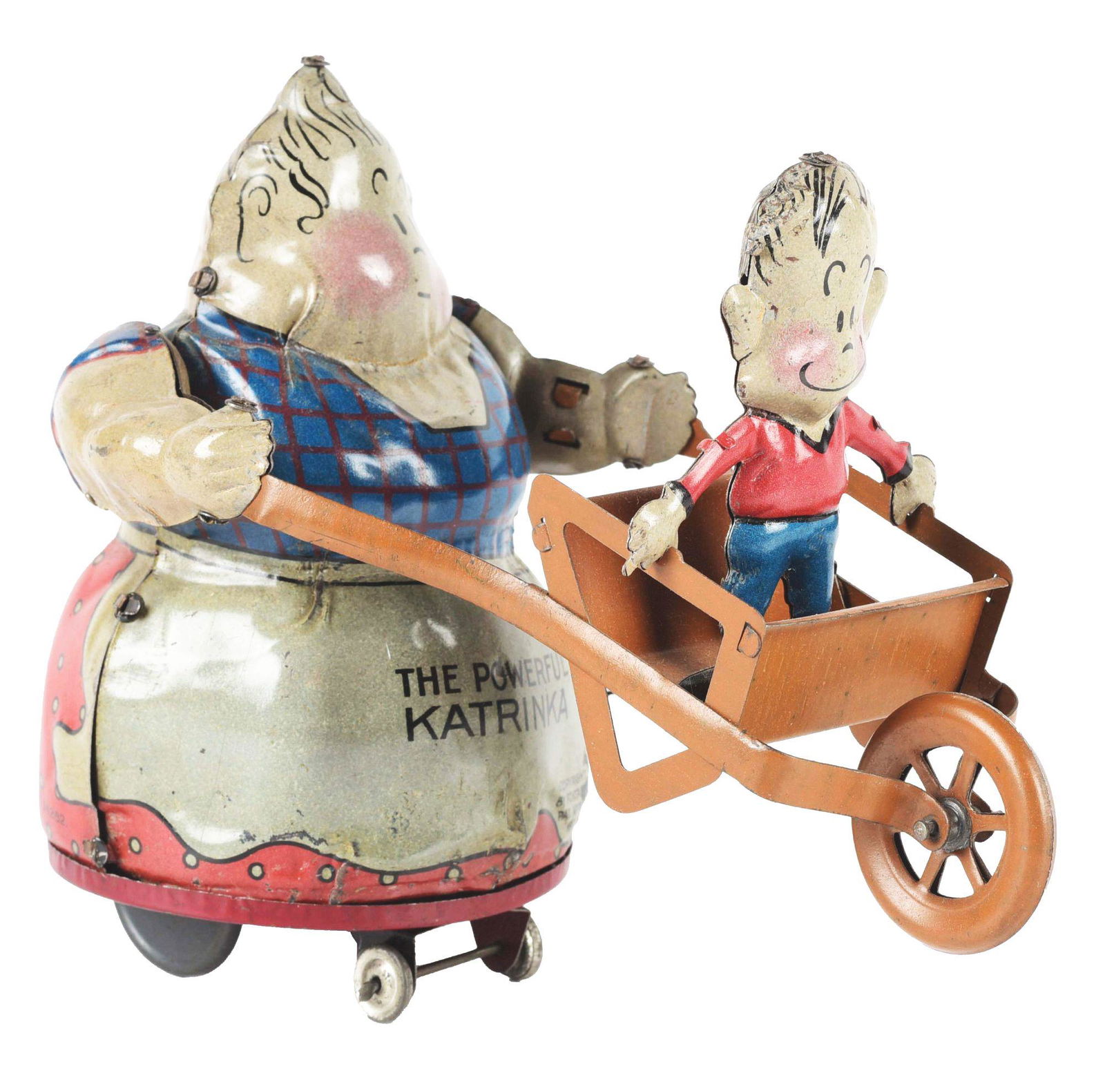 NIFTY TIN LITHO WIND-UP POWERFUL KATRINKA TOY. (1 of 7)