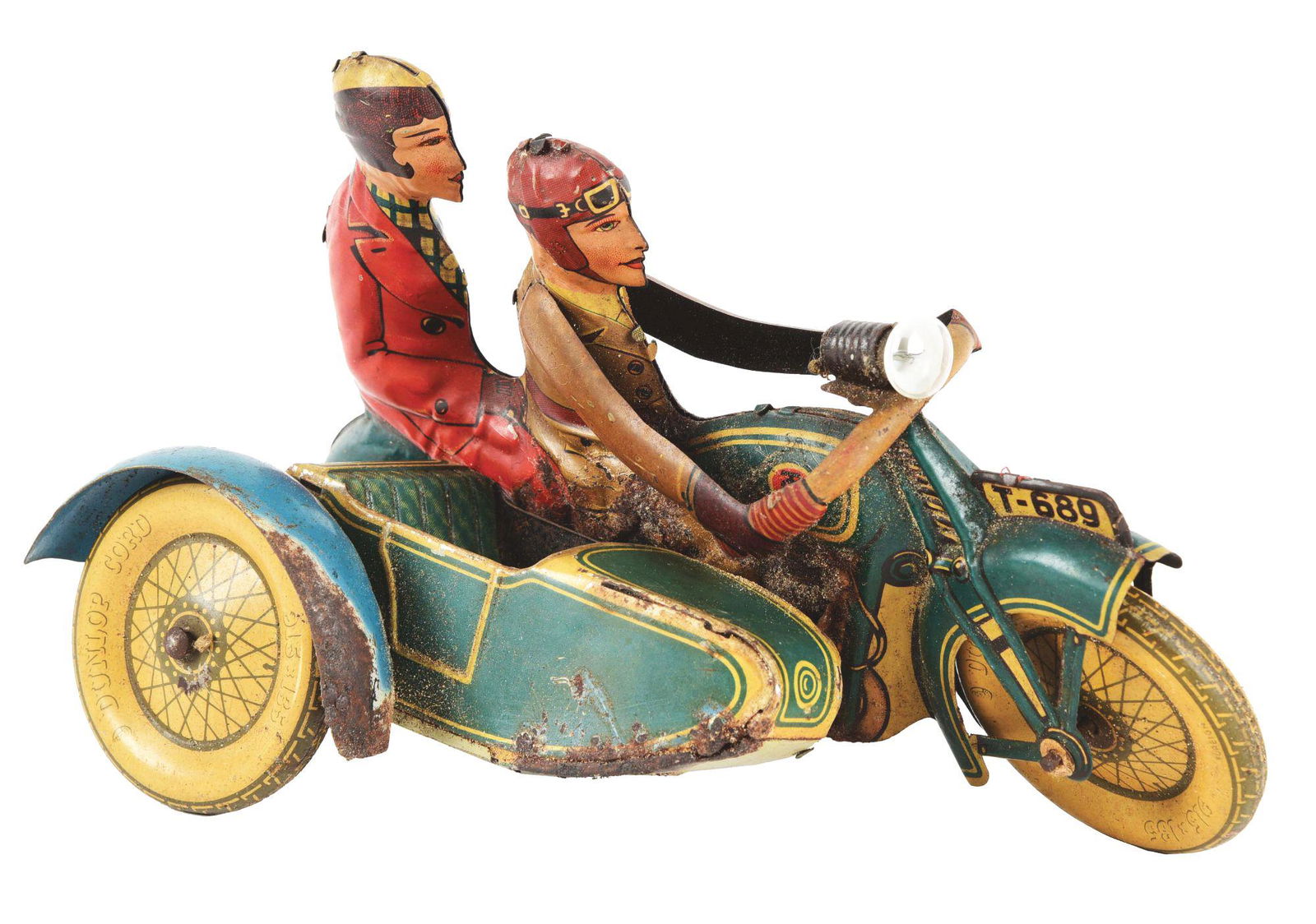 EARLY GERMAN TIPPCO TIN LITHO MOTORCYCLE WITH SIDECAR. (1 of 3)