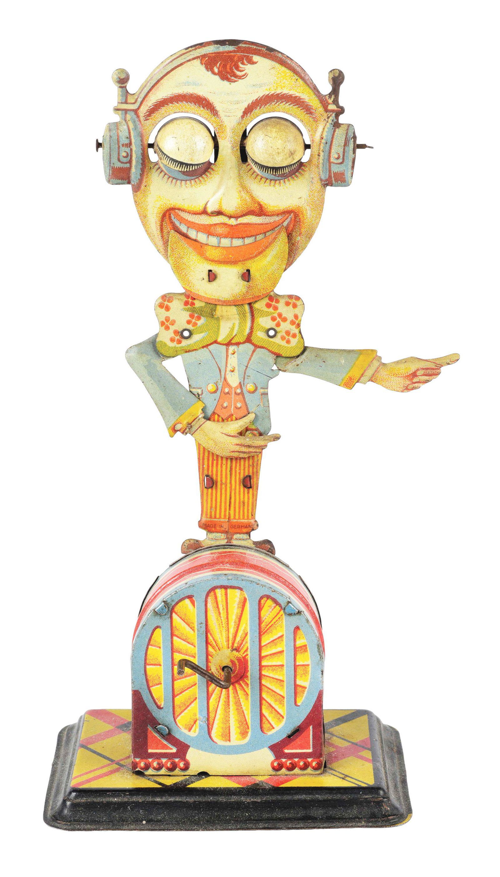 UNUSUAL TIN LITHO GERMAN MUSICAL TOY. (1 of 4)