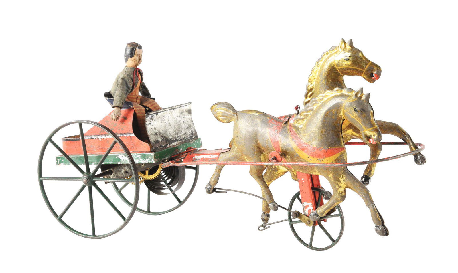 EARLY AMERICAN TIN GEORGE BROWN CLOCKWORK HORSE-DRAWN (1 of 3)