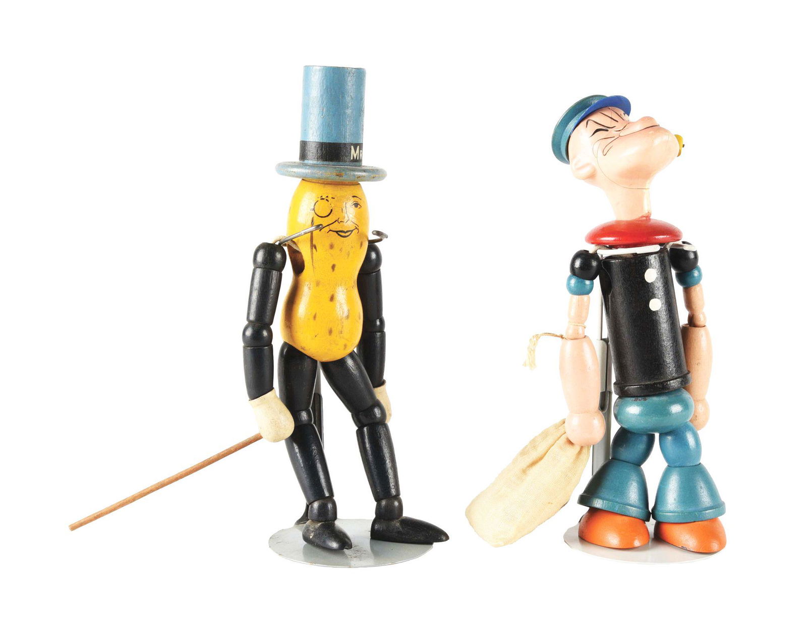 LOT OF 2: EARLY WOODEN CHARACTER FIGURES. (1 of 3)