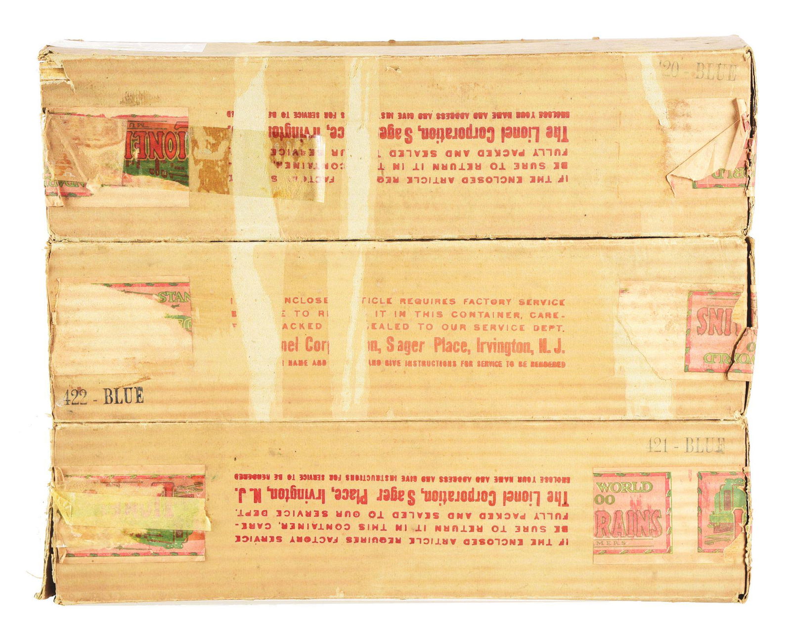 THREE ORIGINAL BOXES FOR A STANDARD GAUGE LIONEL BLUE (1 of 4)