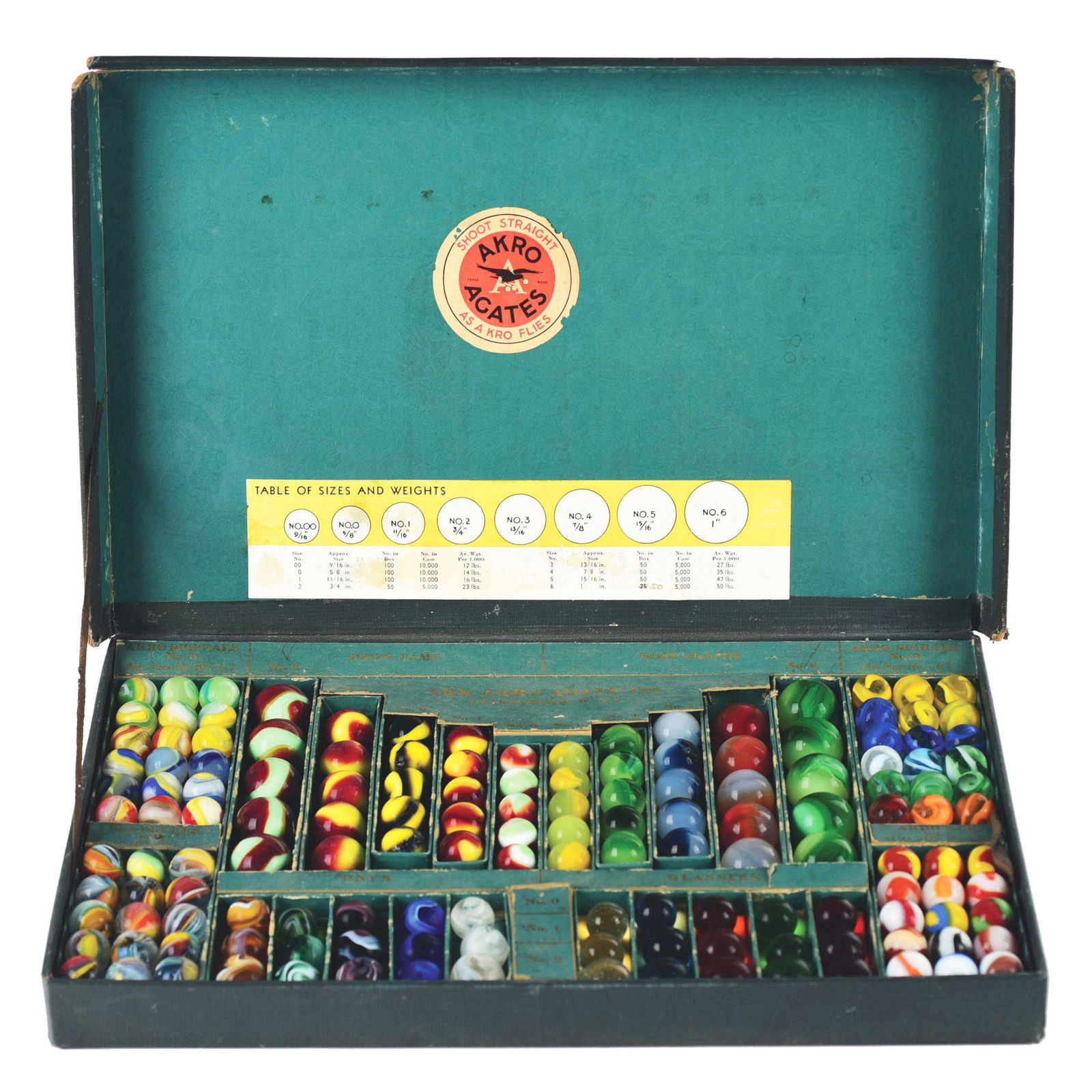 Akro Agate Salesman Sample Box Set.