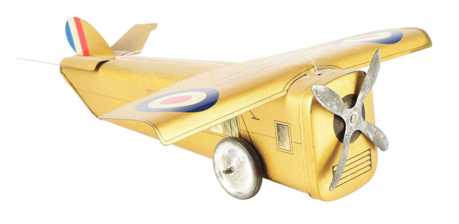 UCBS GOLD MONOPLANE BISCUIT TIN. (1 of 4)