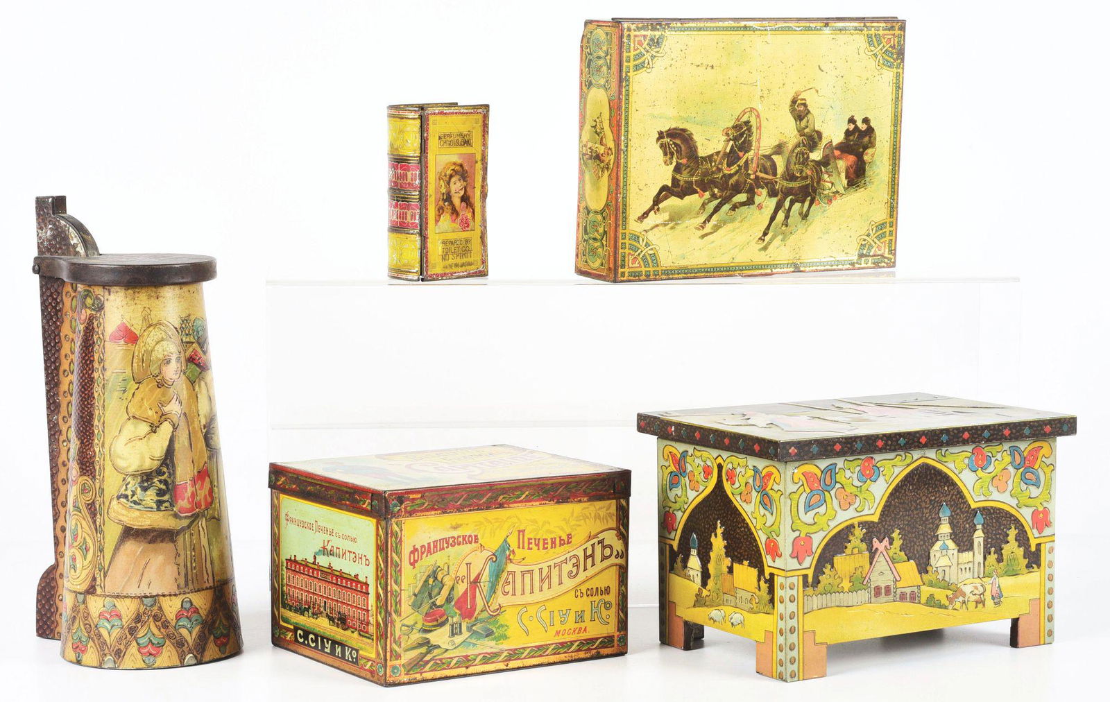 LOT OF 5: RUSSIAN-THEMED BISCUIT TINS. (1 of 6)