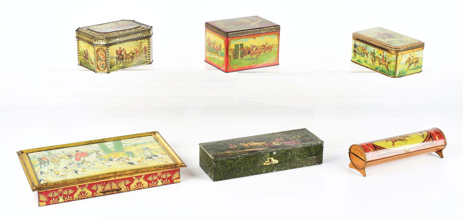 LOT OF 6: HORSE OR EQUESTRIAN THEME BISCUIT TINS. (1 of 11)