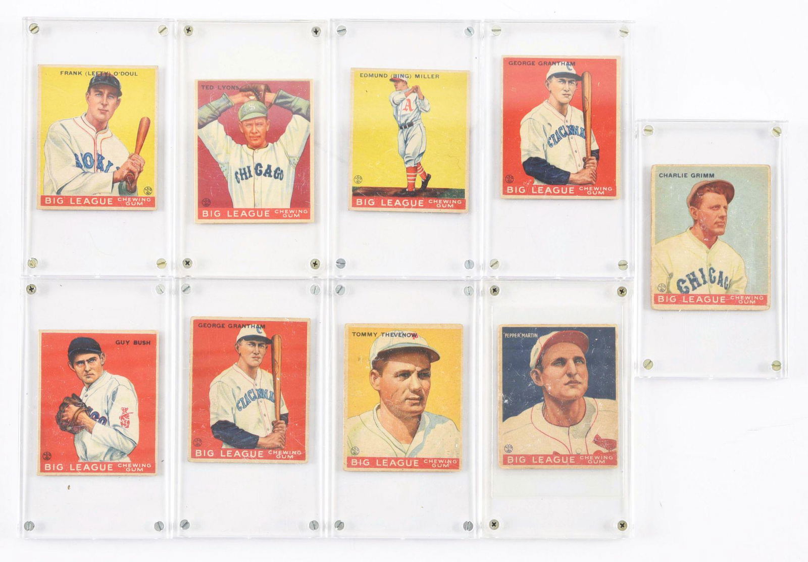 LOT OF 9: 1933 GOUDEY BASEBALL PLAYER CARDS. (1 of 2)