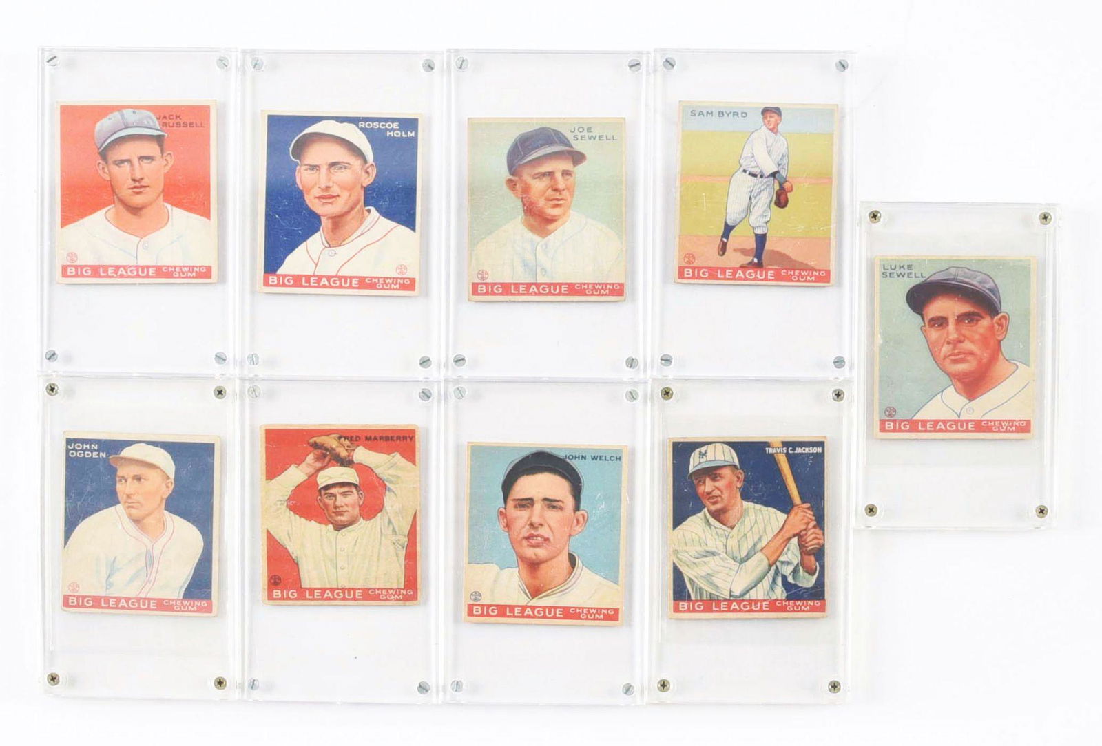 LOT OF 9: 1933 GOUDEY BASEBALL PLAYER CARDS. (1 of 2)