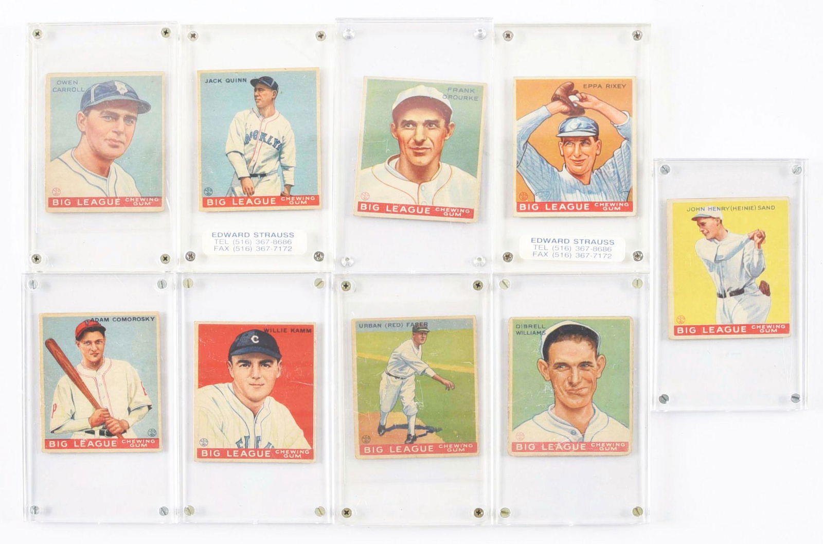 LOT OF 9: 1933 GOUDEY BASEBALL PLAYER CARDS. (1 of 2)
