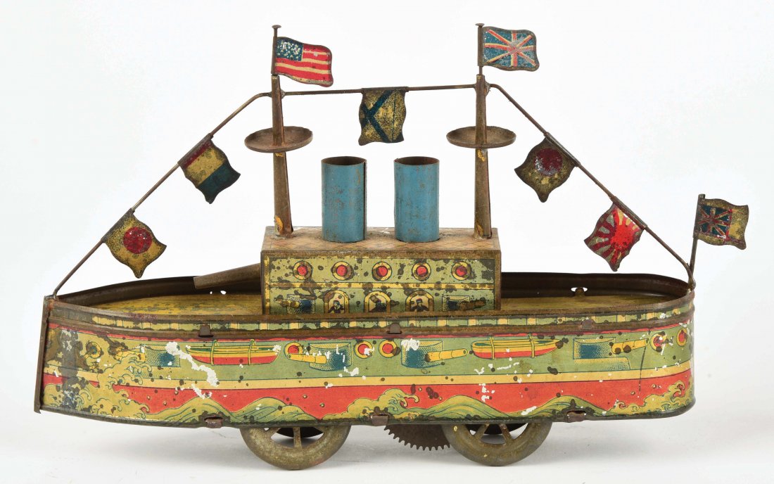 VERY RARE EARLY PRE-WAR JAPANESE BATTLESHIP TOY. (1 of 4)