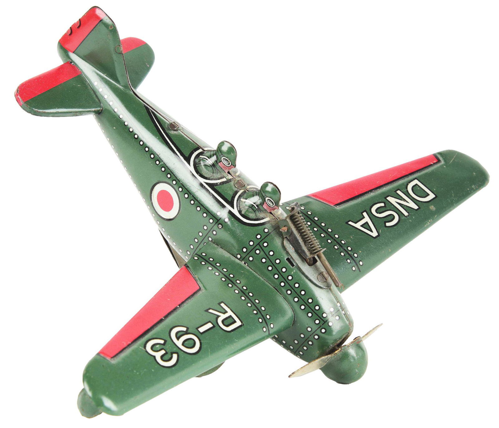 JAPANESE TIN LITHO WIND-UP MILITARY AIRPLANE TOY. (1 of 4)