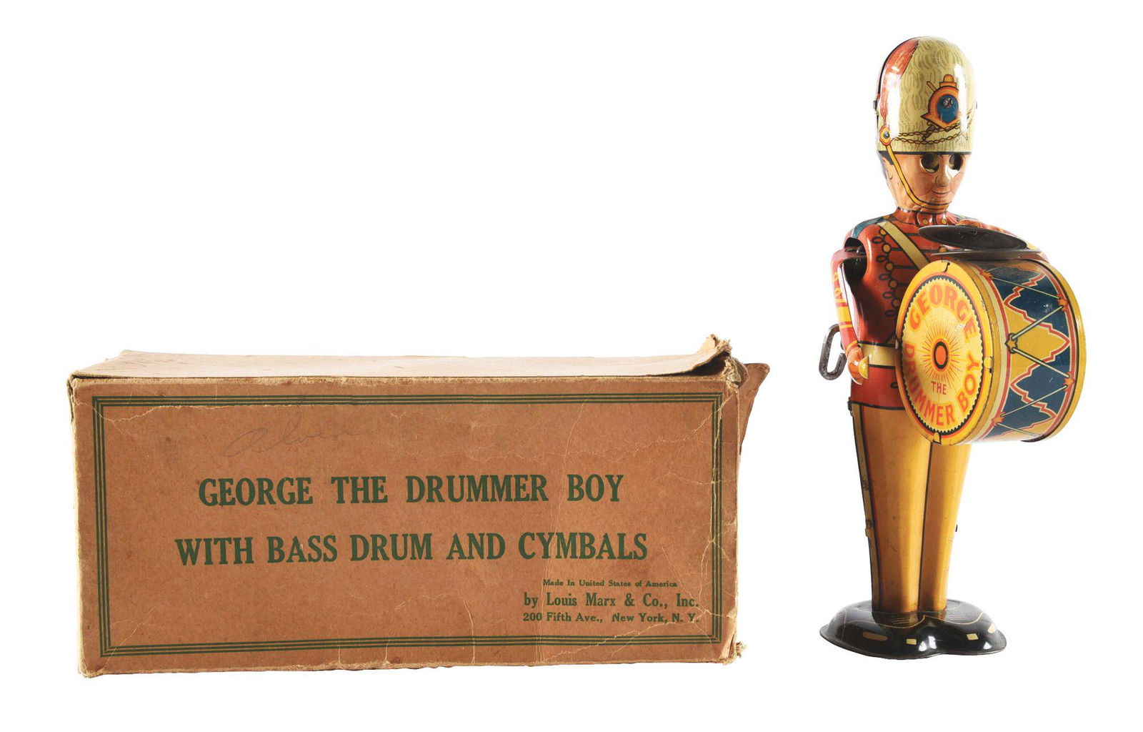MARX TIN LITHO WIND-UP GEORGE THE DRUMMING BOY. (1 of 3)