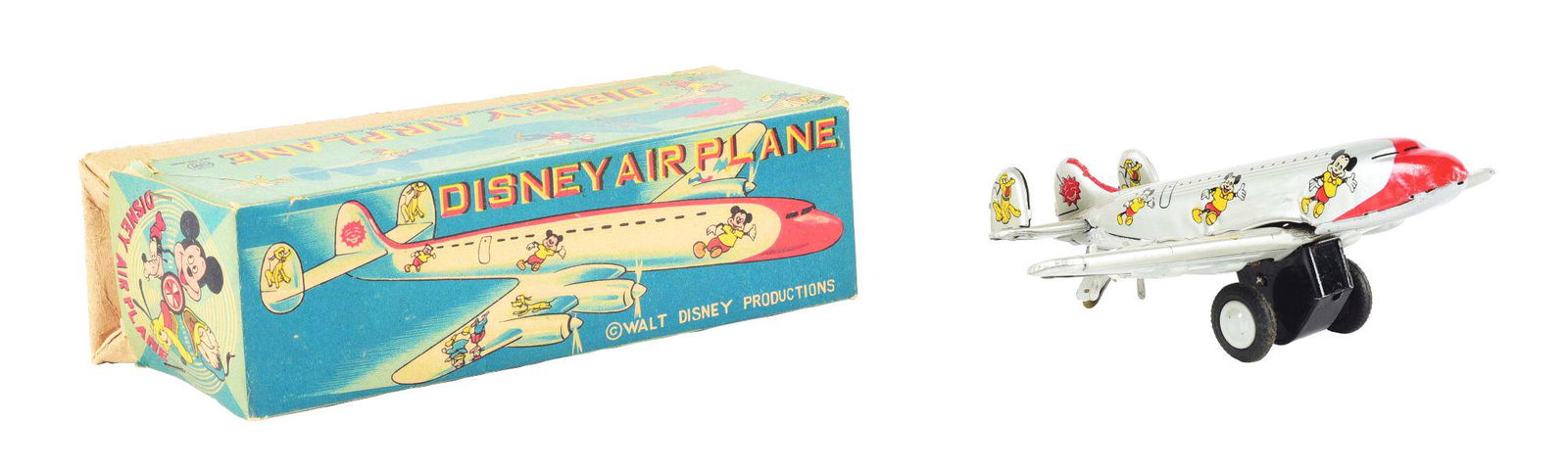 LINEMAR WALT DISNEY TIN LITHO FRICTION AIRPLANE TOY. (1 of 6)