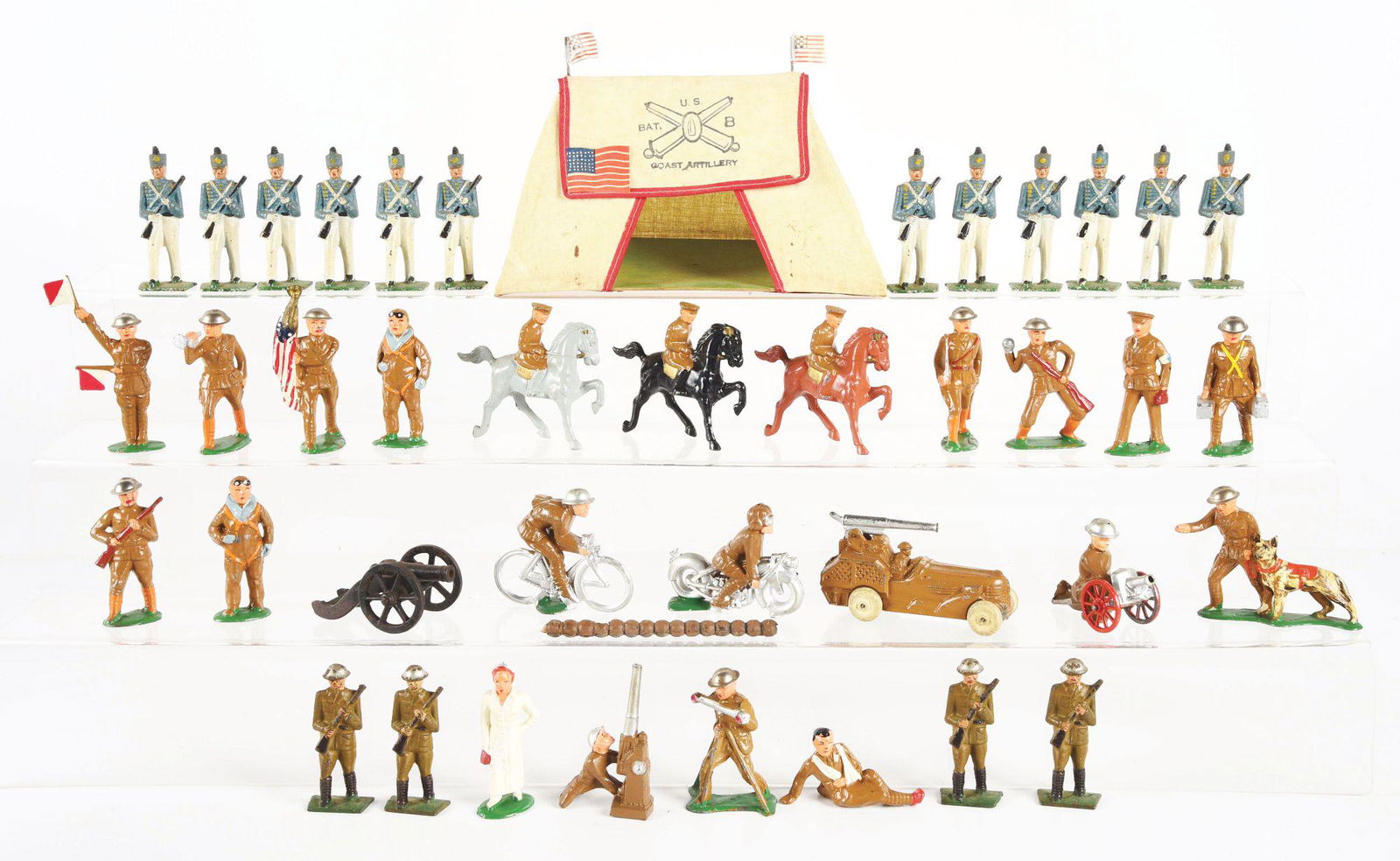 LOT OF APPROXIMATELY 40 BARCLAY SLUSH MOLD TOY SOLDIERS (1 of 1)