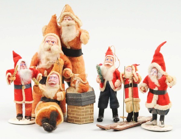Lot of 8: Japanese Christmas Santas.: Size: Largest: 5" T.