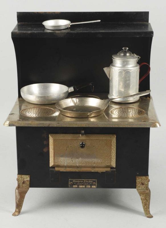 Tin Western Electric Junior Children's Stove.: Includes accessories. 15" T. (Excellent).