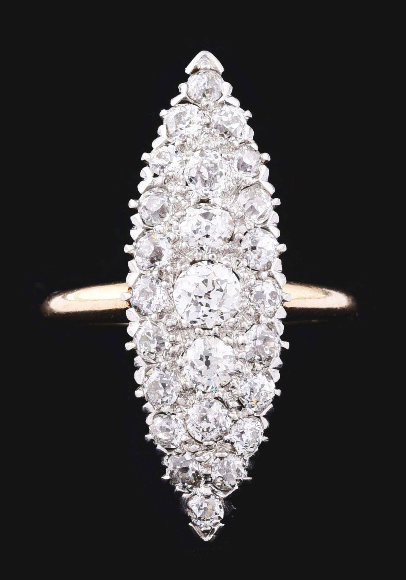 ANTIQUE 14K GOLD AND PLATINUM DIAMOND COCKTAIL RING. (1 of 4)