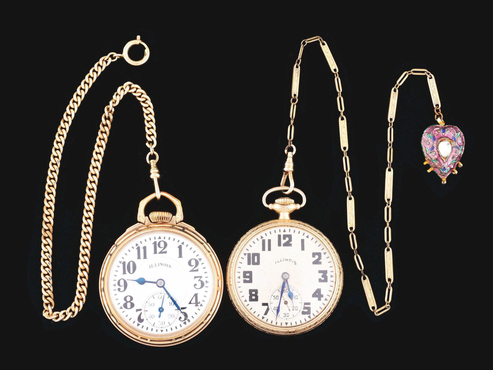 LOT OF 2: GOLD FILLED ILLINOIS OPEN FACE POCKET (1 of 3)