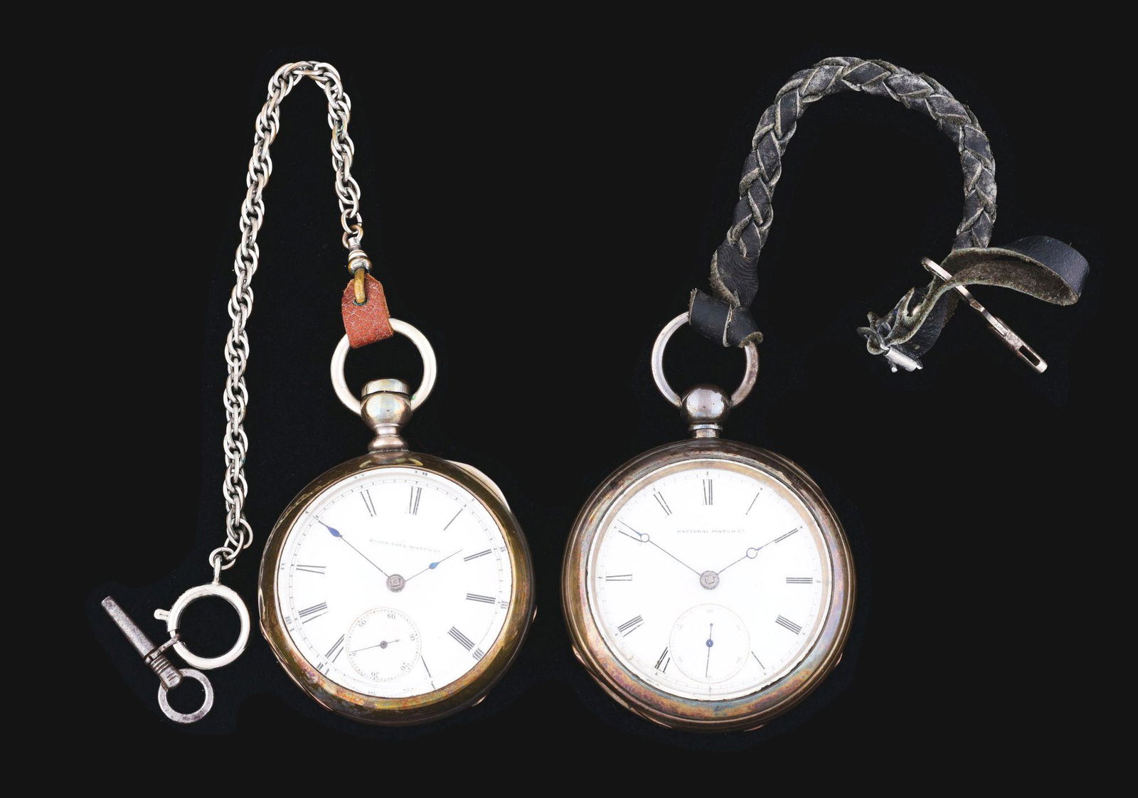 LOT OF 2: ELGIN OPEN FACE COIN SILVER POCKET WATCHES. (1 of 6)