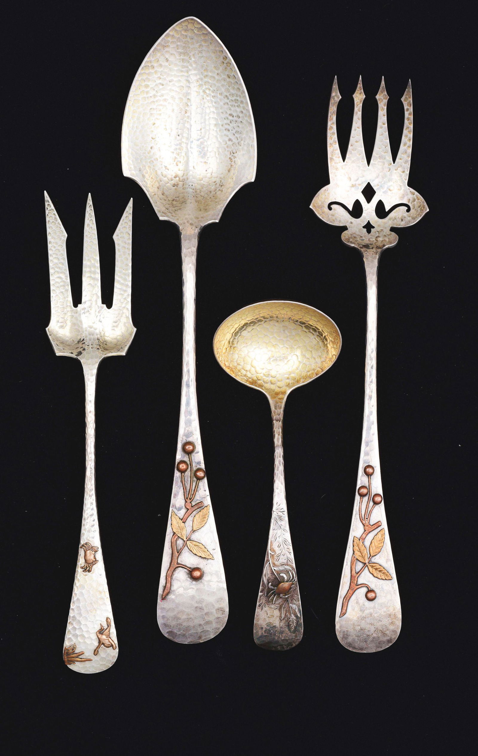 A GROUP OF AMERICAN MIXED METALS SERVING PIECES. (1 of 6)