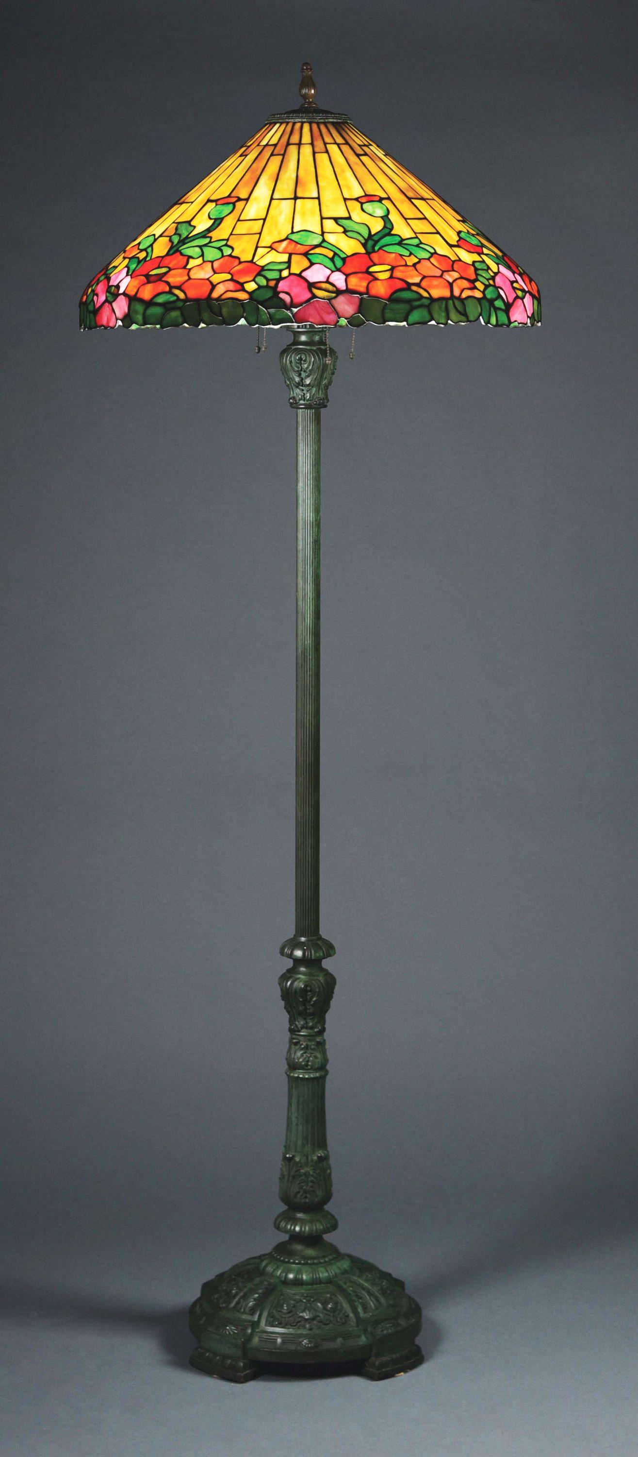 RARE WILKINSON POPPY LEADED GLASS FLOOR LAMP. (1 of 6)