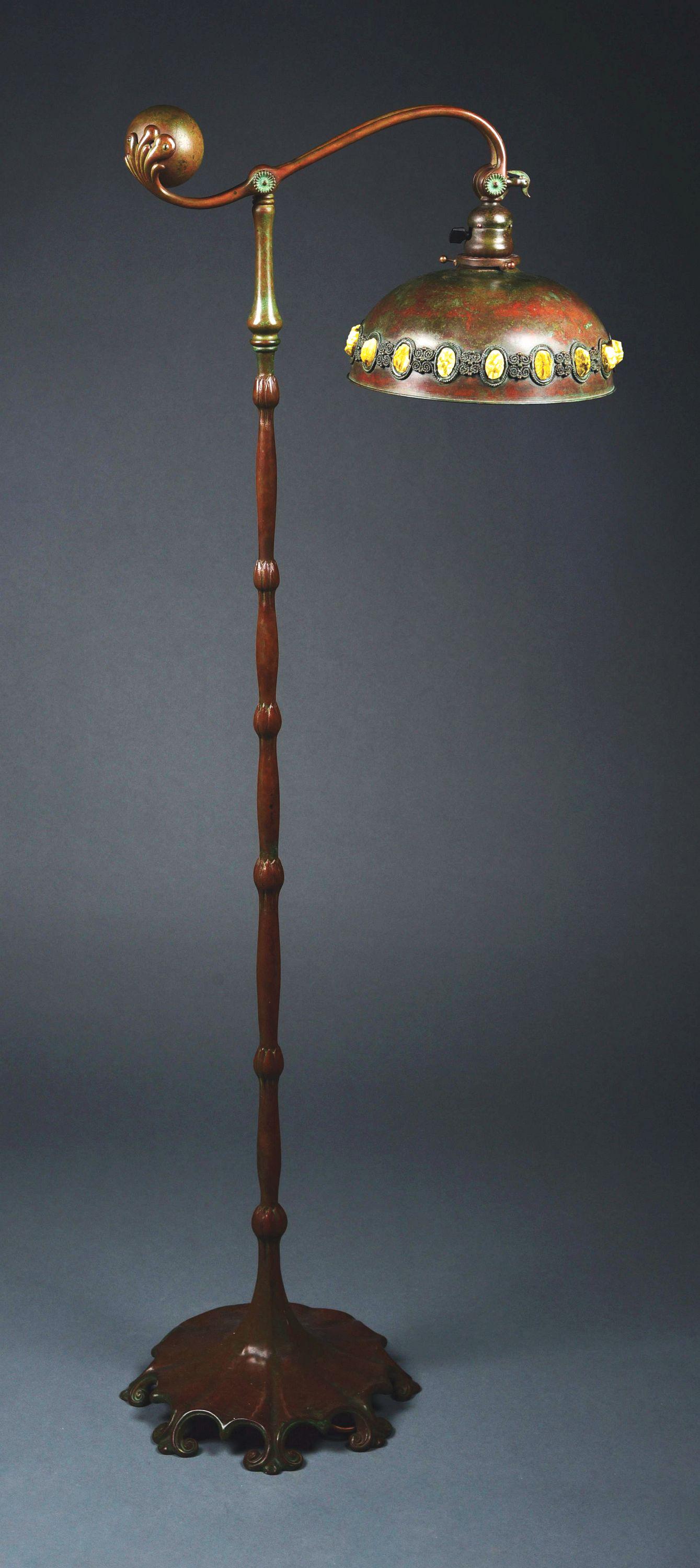 TIFFANY STUDIOS COUNTERBALANCE BRONZE FLOOR LAMP WITH (1 of 7)
