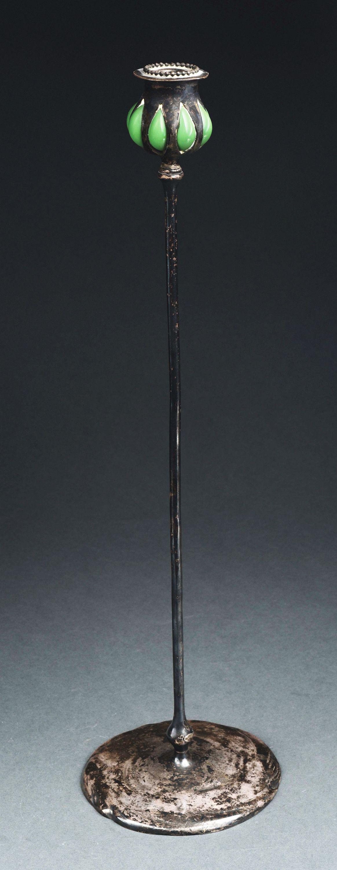 TIFFANY STUDIOS CANDLESTICK WITH BLOWN OUT GLASS. (1 of 7)