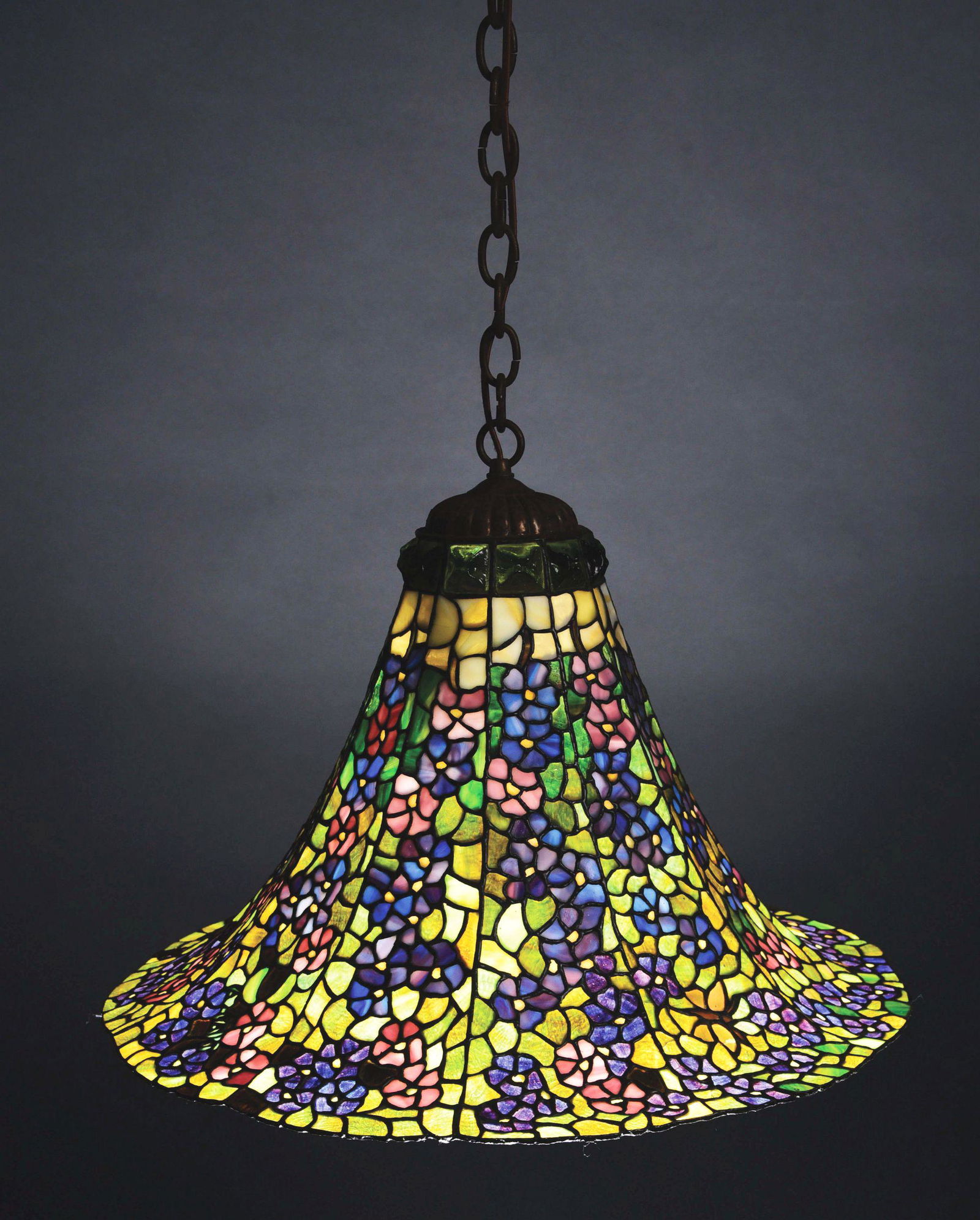 ANTHONY HART LEADED GLASS HANGING LAMP. (1 of 5)