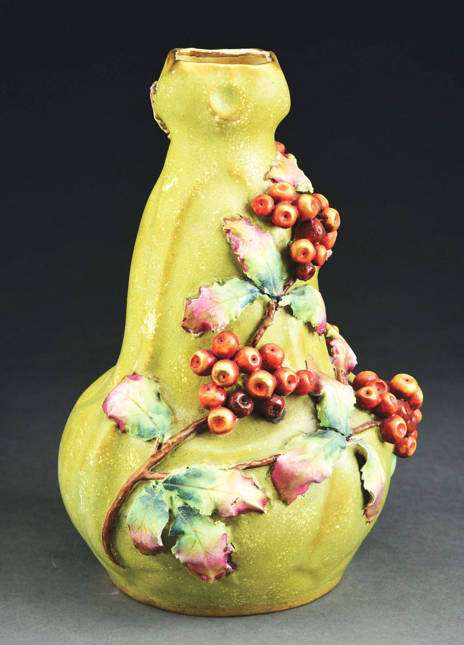 AMPHORA VASE WITH APPLIED BERRIES. (1 of 6)
