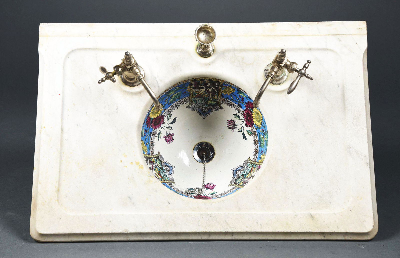 HAND PAINTED VICTORIAN SINK AND BOWL. (1 of 4)