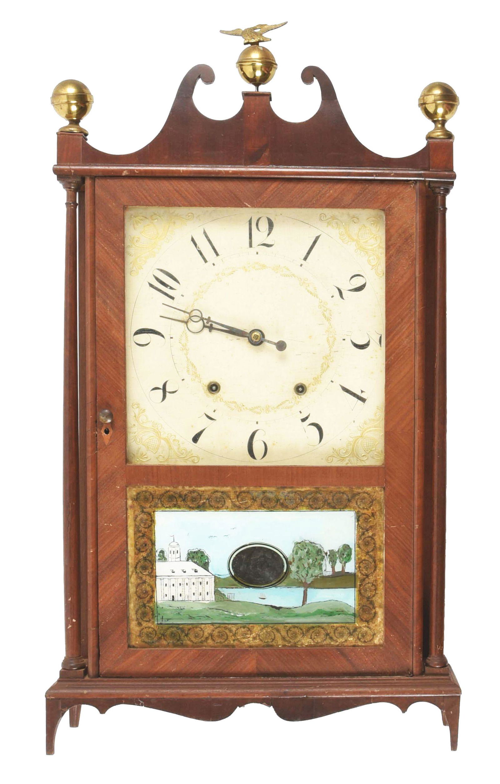 ELI TERRY PILLAR AND SCROLL SHELF CLOCK. (1 of 8)
