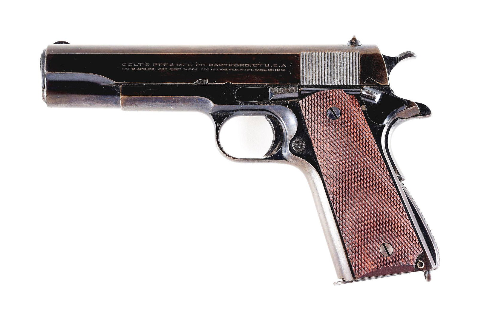 (C) COLT GOVERNMENT MODEL 1911 .45 ACP SEMI-AUTOMATIC: Colt Government Model 1911A1 semi automatic pistol with provenance. The pistol was ordered by Henry C. Poulter on August 13, 1937 which is evidenced by a paper receipt that accompanies this pistol. Ac
