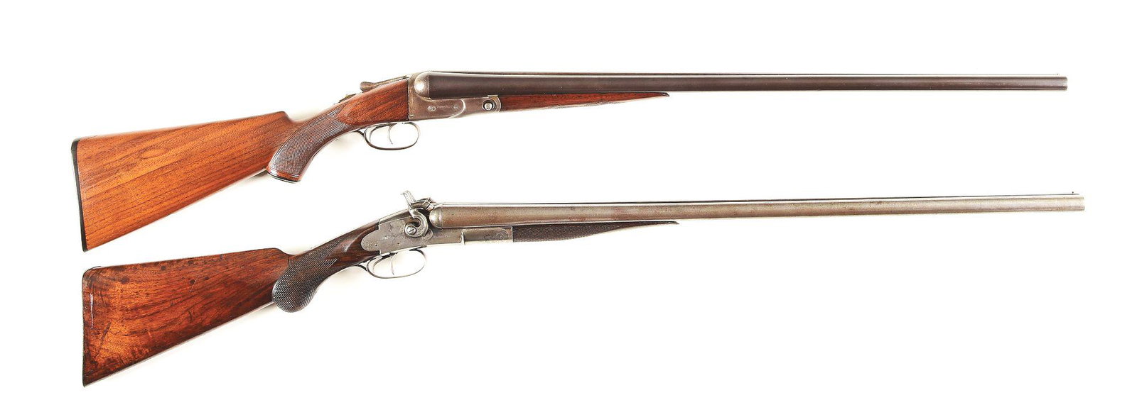(C) LOT OF 2: PARKER VH AND L.C. SMITH BAKER PATENT 12: Lot consists of: (A) Parker VH Grade side by side shotgun made by Parker Gun Company in 1900. 30" blued Vulcan Steel barrels with matted rib with bead front sight, extractors and fixed Full and Mod ch