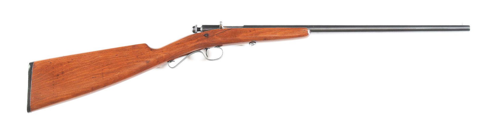 (C) WINCHESTER MODEL 36 SINGLE SHOT SHOTGUN WITH: Winchester Model 36 single shot bolt action smooth bore shotgun. Known as a "Garden Gun", this firearm is chambered in 9mm Rimfire Long. Single piece wooden stock with hard rubber Winchester butt plat