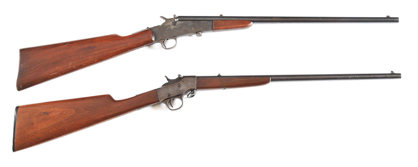 (C) LOT OF 2: REMINGTON MODEL 6 AND HOKINS & ALLEN NO.: Lot consists of: (A) Remington Model 6 single shot falling block action .22 LR caliber boys rifle made from 1901 to 1933. Blued finish 20" round barrel with blade front sight and v-notch rear, with ad
