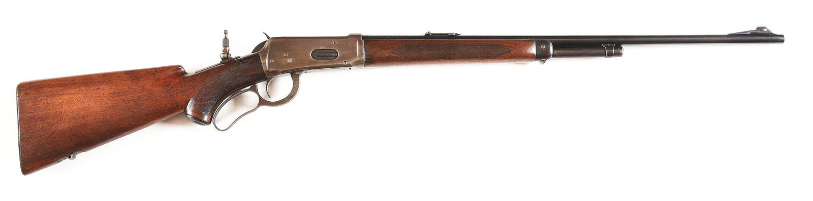 (C) WINCHESTER MODEL 64 DELUXE LEVER ACTION RIFLE: Winchester Model 64 Deluxe lever action rifle made by Winchester Repeating Arms Company in 1934. 24" blued round Winchester Proof Steel barrel with Winchester Address and "-MODEL 64-" marking in 30 W.