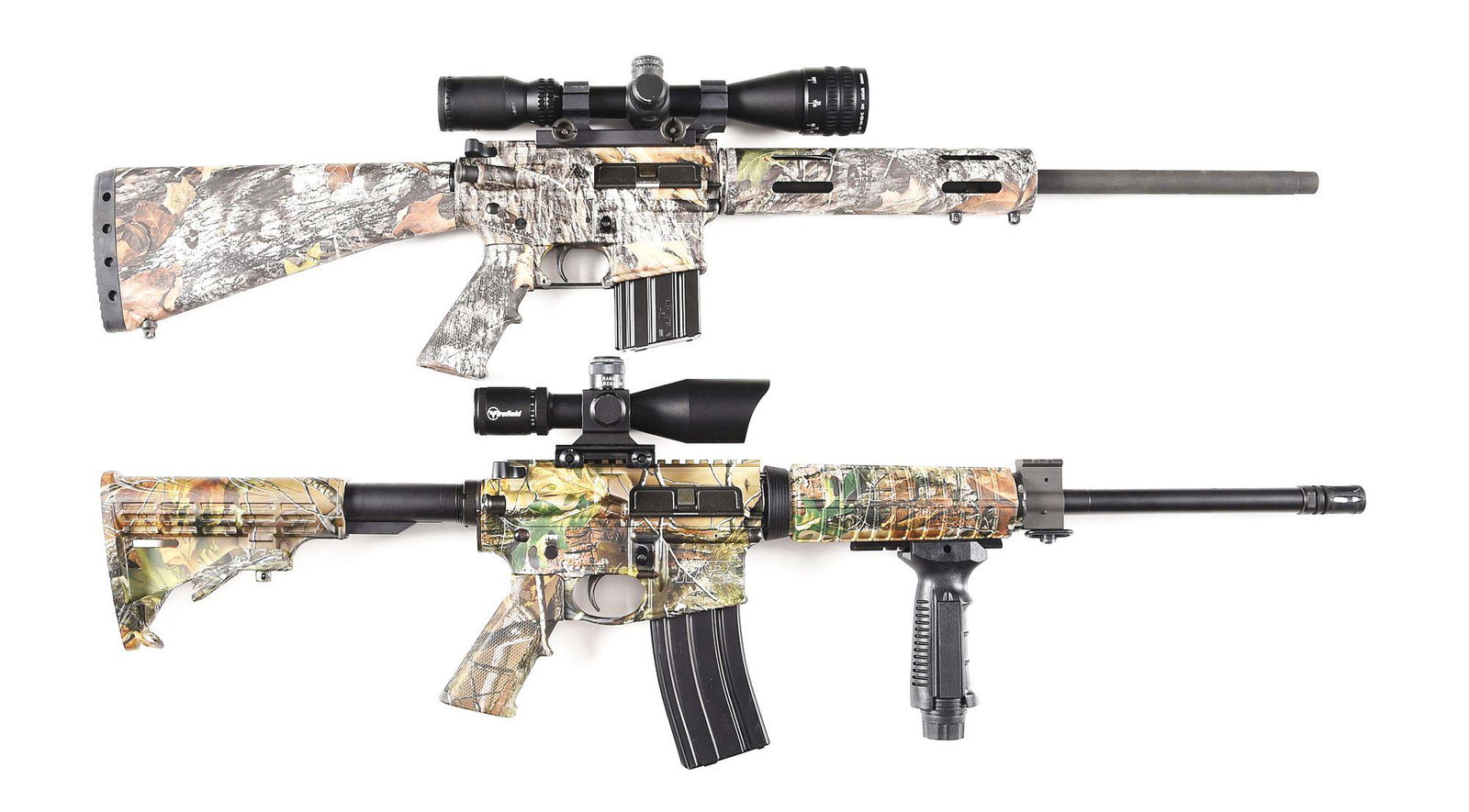 (M) LOT OF 2: REMIGNTON R-15 VTR .450 BUSHMASTER AND: Lot consist of: (A) Remington R-15 VTR semi automatic rifle with scope and extra magazines. Remington's introduction to the AR-15 style market, made c. 2000s. Round, steel barrel with a 1/24 twist rat