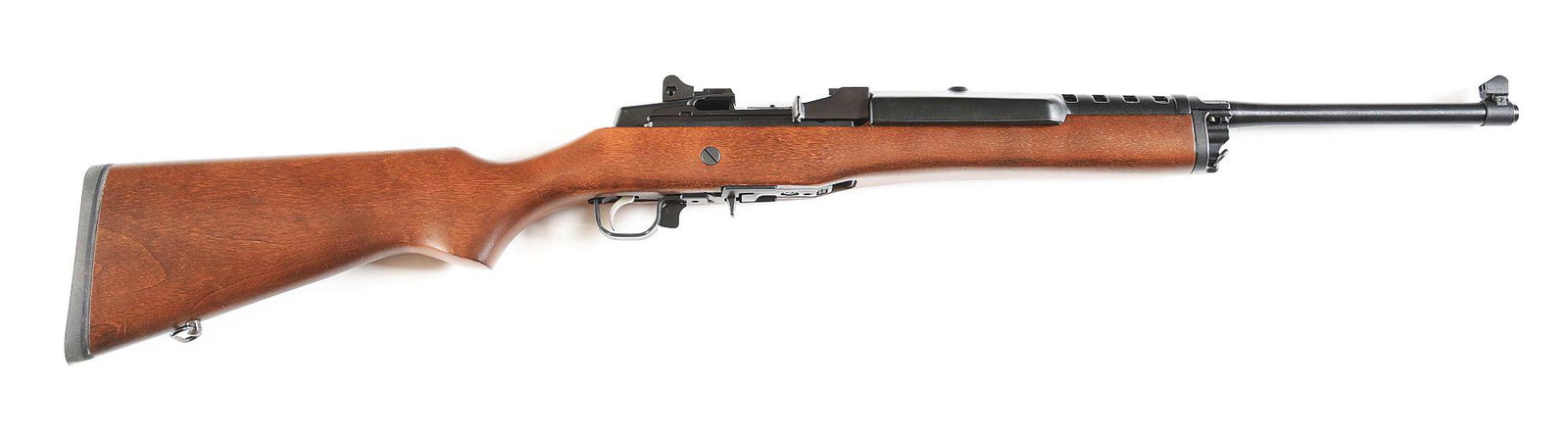 (M) RUGER MINI-14 SEMI-AUTOMATIC RANCH RIFLE.: Ruger Mini-14 semi automatic Ranch rifle. Made 2013. Standard markings on the receiver. Round steel barrel with blade front sight and fixed position rear. Non threaded muzzle. Factory scope bases on t