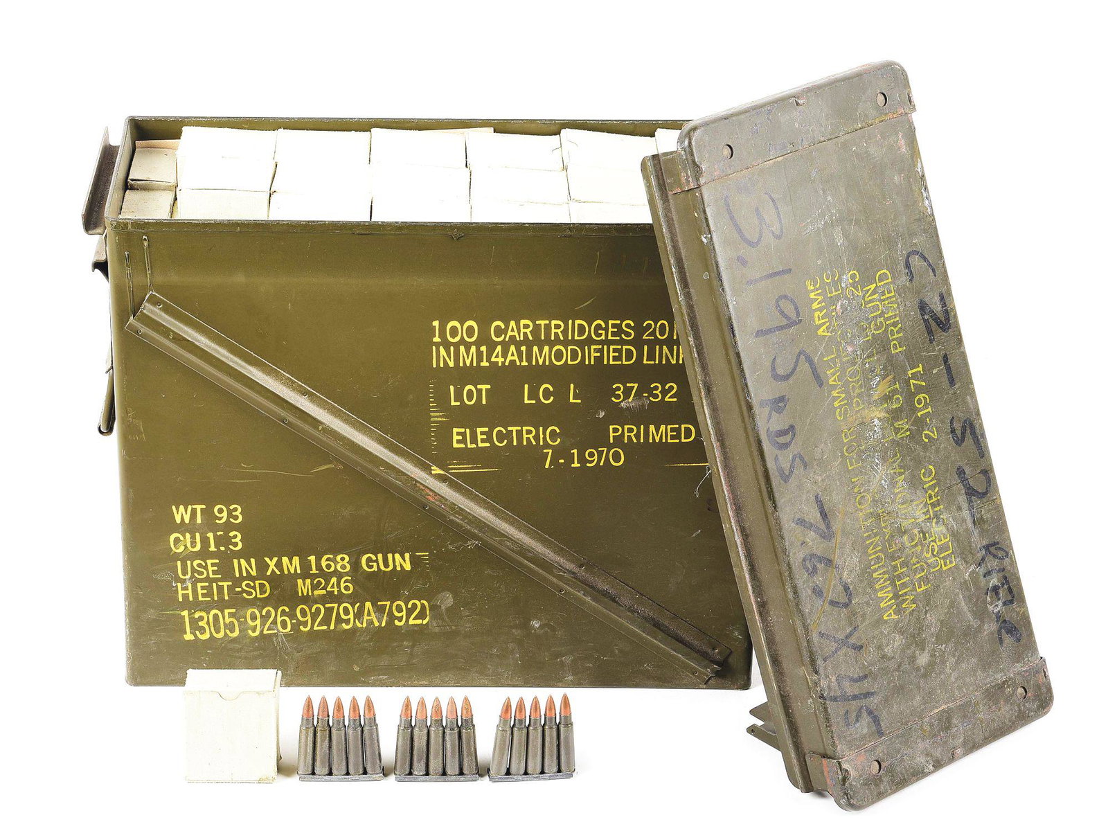 LOT OF APPROXIMATELY 3195 ROUNDS OF 7.62X45MM: Approximately 3195 rounds of steel cased Berdan primed corrosive 7.62x45mm ammunition in original cardboard boxes. These are on stripper clips for the Czech VZ-52 semi-auto rifle. CONDITION: Ammunitio