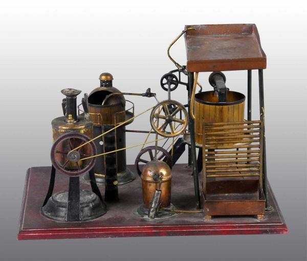 Ernst Plank No. 421A Live Steam Brewery.: This steam engine teaches Jr. how to run a brewery. Interesting concept! Manufactured ca. 1892, the steam engine that drives the brewery is a very early three legged Plank engine. The brewery is opera
