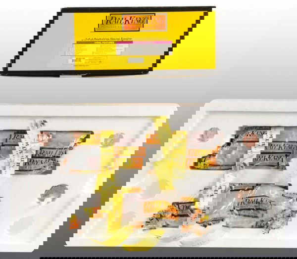 MTH Rail King Berkshire Steam Train Engine.: Includes 2-8-4 Berkshire steam engine and tender in unused condition. Includes original box. Box: 22" x 12". (Mint).