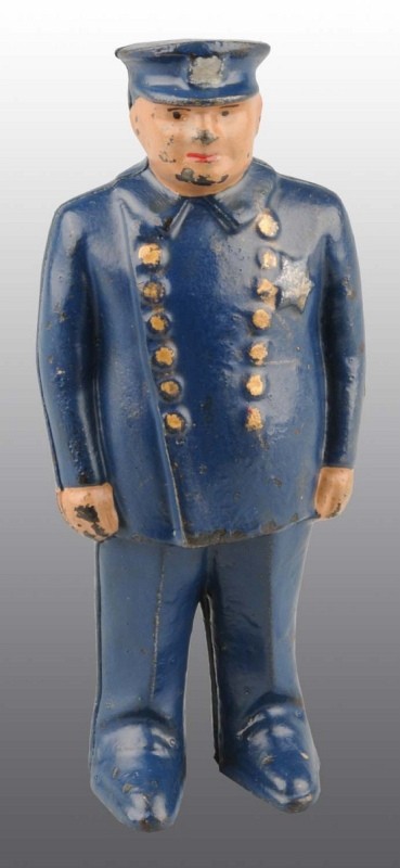Cast Iron Policeman Still Bank.: Manufactured by Arcade. 5 - 1/2" T. (Near Mint).