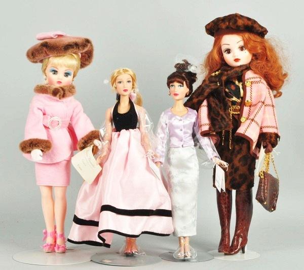 Lot of 4: Madame Alexander Fashion Dolls.: Magnificent Mile Alex" designed by Herb Brown with autographed wrist tag, limited edition of 40 dolls; "Windy City Chic Alex" special edition for the 2000 UFDC Chicago convention, limited edition of 3