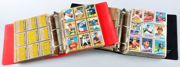 Lot of 2: Albums of 1980s Baseball Cards.: Includes one 1987 Topps album and one 1985 Topps album. Both appear to be complete sets. Comes with the 1984 United States Baseball team, including Mark McGuire no. 401. Cards are not graded but appea